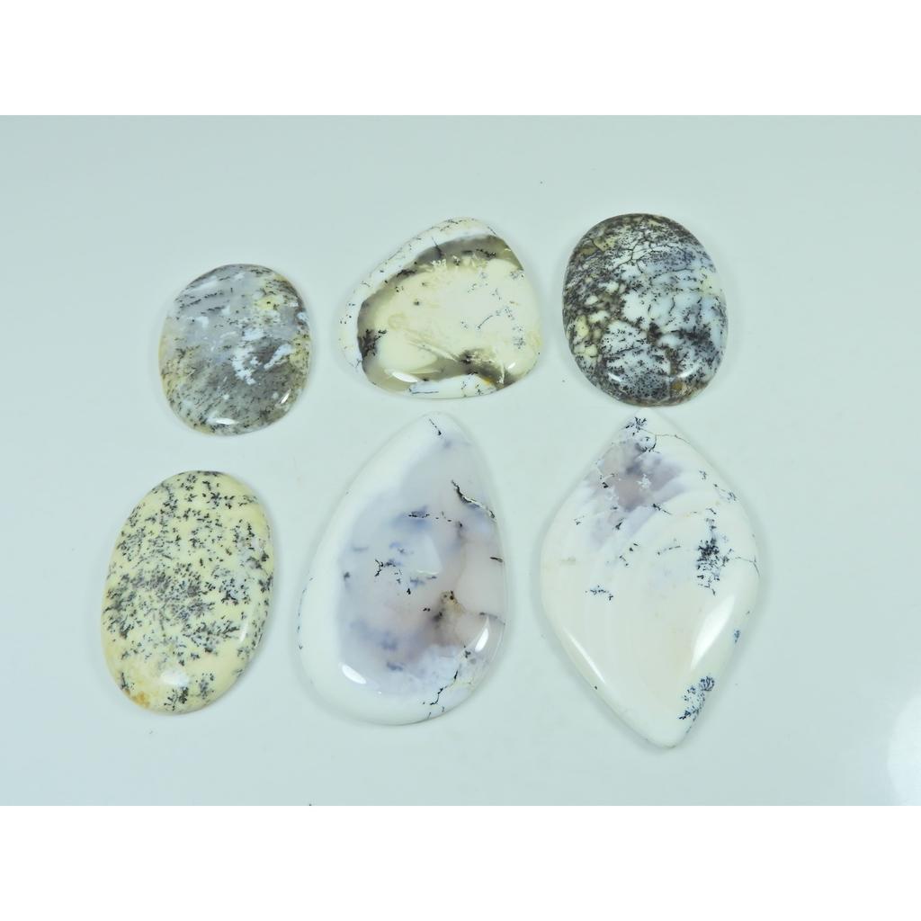 353Cts. Natural Dendrite Opal Mix Shape Cabochon Loose Gemstone 06 Pcs Lot C-3876