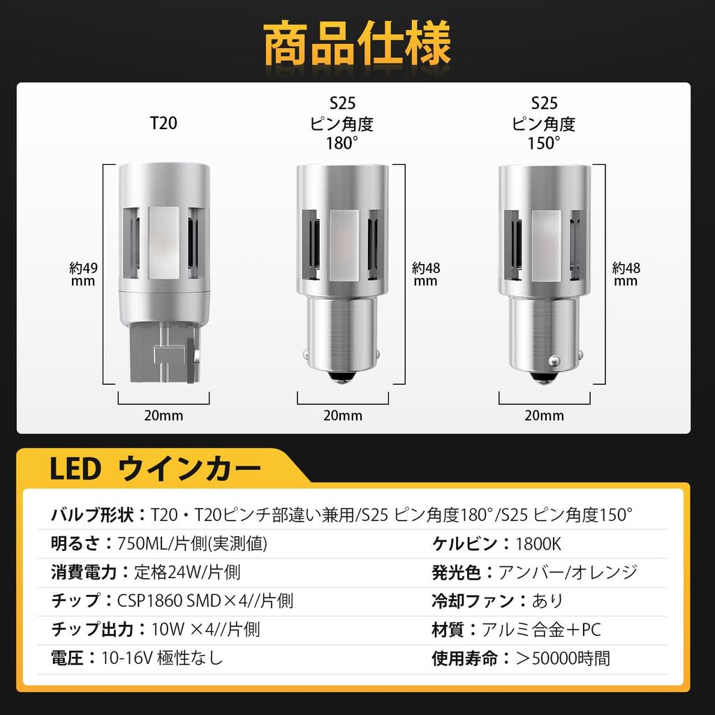 GIMUYA T20 Stealth LED Turn Signal Bulbs with Single Vehicle Inspection Short Cooling Noise 4 CPS1860 Low Replacement for OEM Pack of 4 Built-in