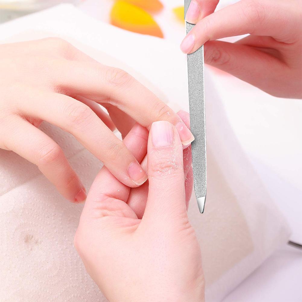 Nail File Stainless Steel Double Side Nail File Metal File Buffer Fingernails Toenails Manicure Files for Salon and Home