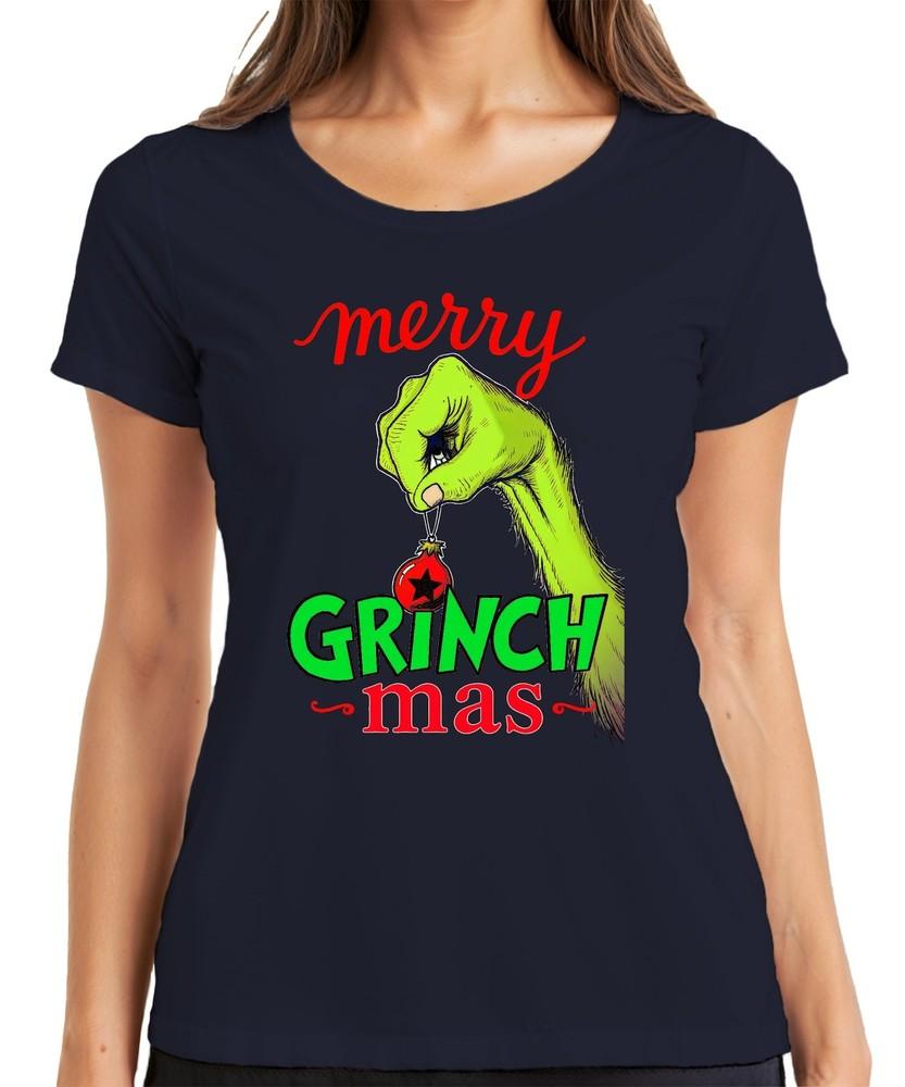 Merry Grinch Mas Christmas Grinch Funny Xmas Bauble Gift Ladies Tshirt S