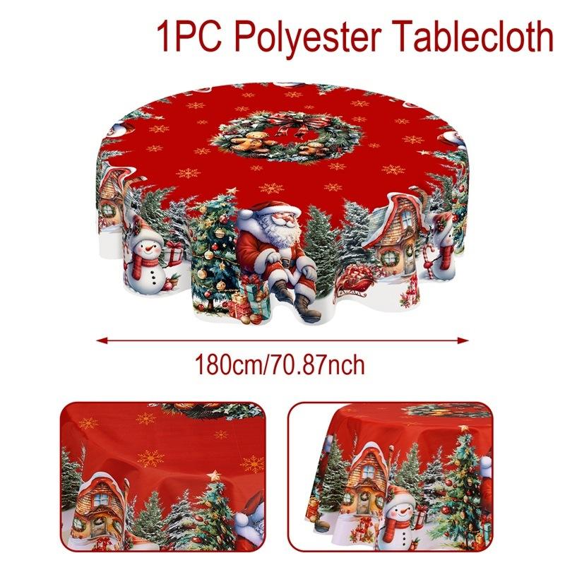 Vintage Christmas Tablecloth Santa Snowman Table Cover Christmas Decorations For Home 2025 Xmas Gifts Navidad Noel New Year 2026
