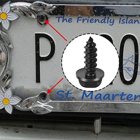 Boao 50 Pieces License Plate Screws Frame Screws License Plate Fasteners For Fastening, Frames And Covers