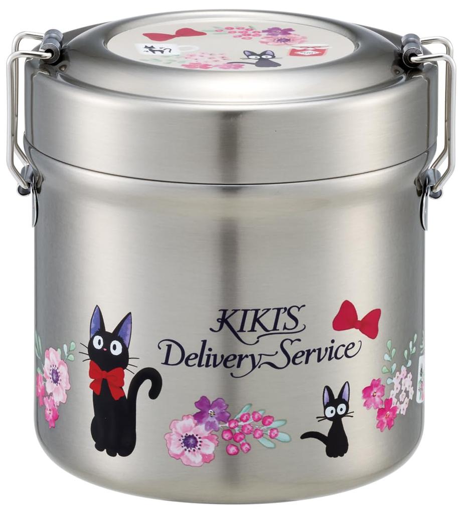 Skater Insulated Bento Delivery French Studio Stainless Box, Kiki's Service, Style, Ghibli, 600ml, Bowl-Shaped, Antibacterial, Vacuum-Sealed, Steel,