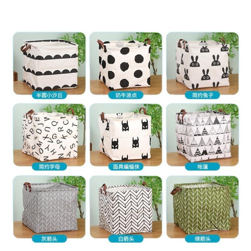 Cotton and Linen Waterproof Large Storage Household Moving Quilt Clothes Cabinet Foldable Dirty Laundry Basket Desktop Storage Box