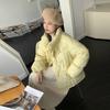 Stand-up collar down cotton clothes women's short new loose horn buckle cotton clothes bread clothes jacket