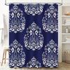 Blue Shower Curtain with White Floral Patterns Bath Decor for Bathroom Waterproof Fabric 72 Long (Set)
