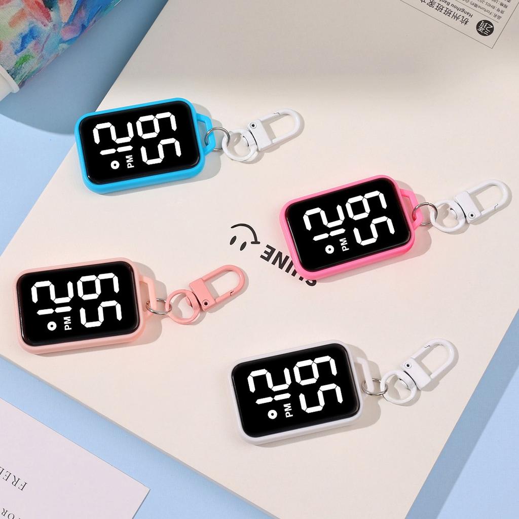1/4pcs LED Keychain Pocket Watch Digital Display Electronic Watch for Youngster Student Backpacks Keys Pendant Timepiece Present