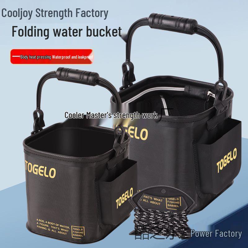 Portable Folding Fishing Bucket with Lid for Water Scooping and Fish Storage