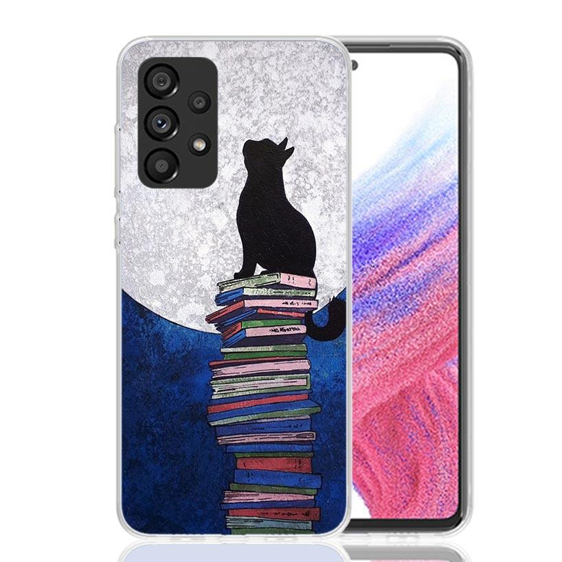 Black Cat Cartoon Cute Phone Case For Samsung Galaxy A13 A14 A15 A16 A53 A54 A55 A56 A33 A34 A35 A36 A23 A24 A25 A26 A05S A04S A