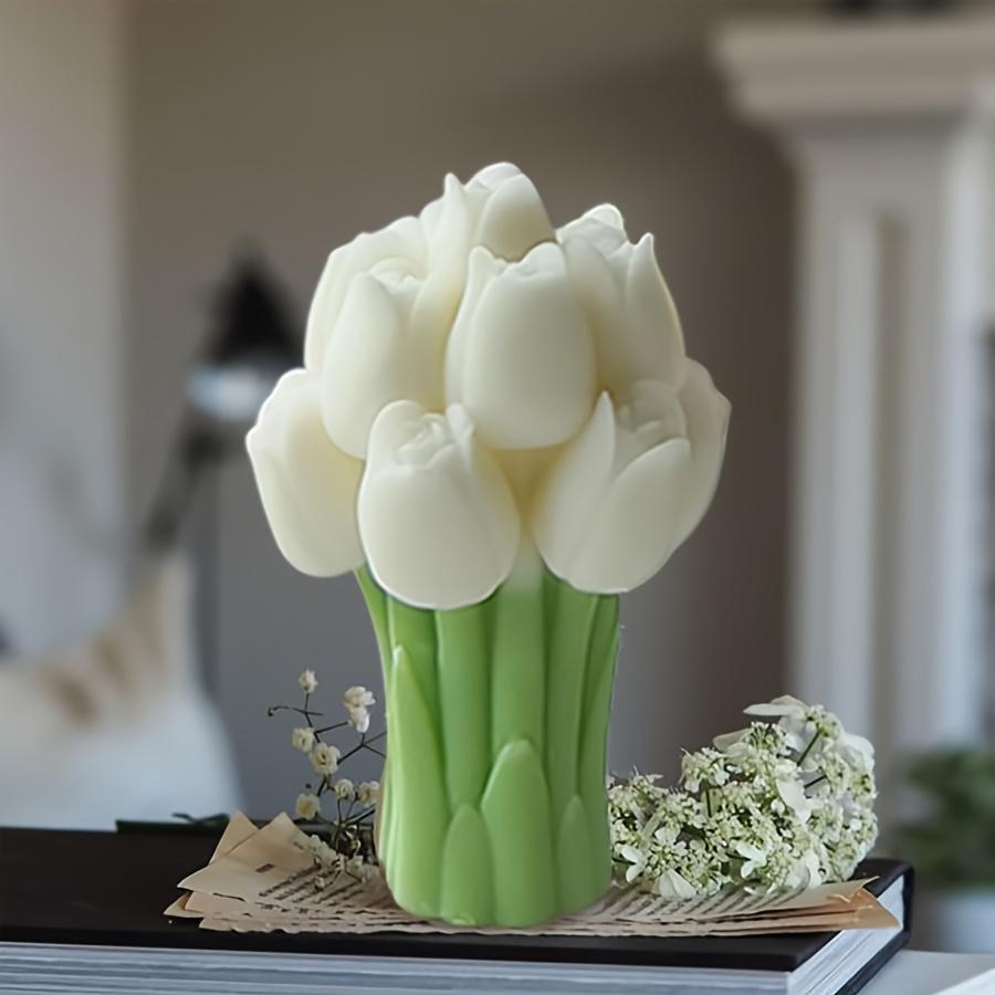 Silikónová forma na sviečku Tulipánový kytica, Forma na odlievanie vosku pre aromaterapiu, 3D kvetinová silikónová forma na odlievanie pre DIY remeslá, Domáca dekorácia 1ks