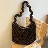 Plush Tote Bag Hot Korean Polka Dot Shoulder Bag Adjustable Drawstring Crossbody Bag Commuter Zipper Tote Bag Travel Storage Bag