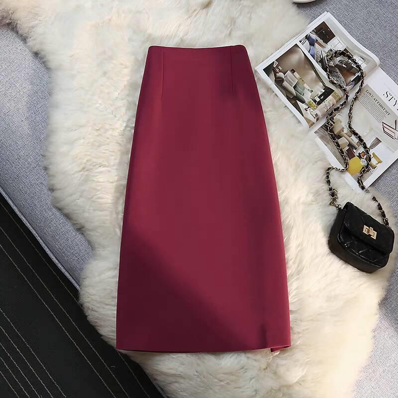 Kaki Hoge Taille A-lijn Midi Rok - Dames Lente/Herfst 2025 Collectie