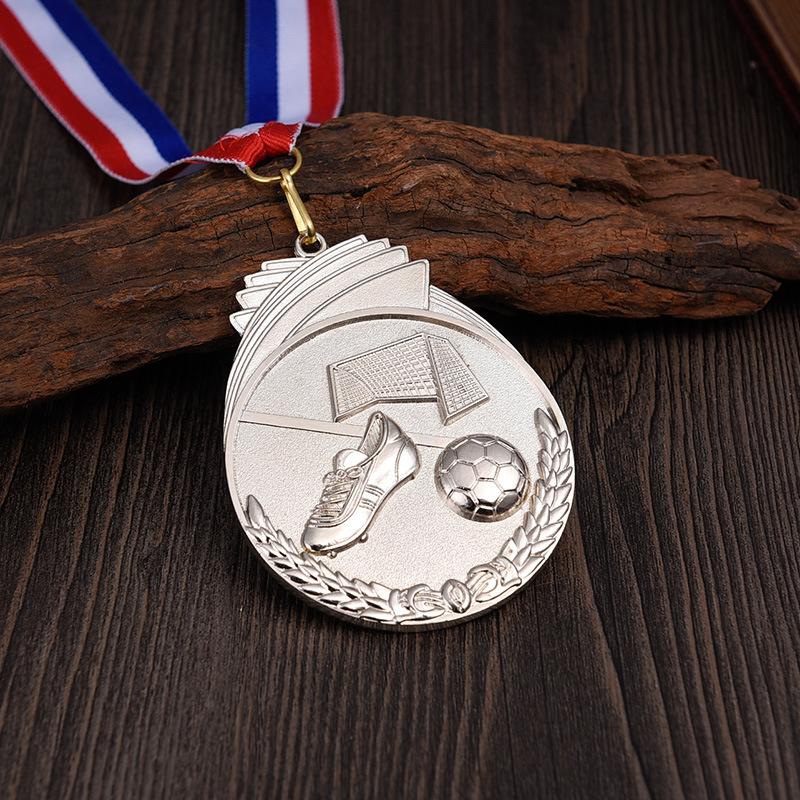 Football Trophies For Awards 3D Souvenir School Sports 360-Degree Rotatable Professional Blank Custom Gold Meta Medal Craft Gift