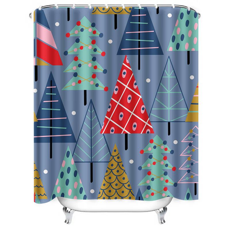 TU Abstract Blue Geometric Shower Curtain Modern Art Bathroom Decor Waterproof Fabric Liner Vintage Pattern Backdrop