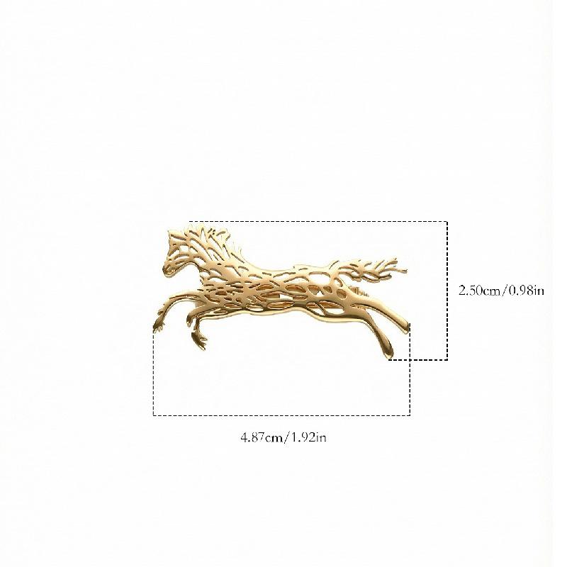 18K Gold-Plated Stainless Steel 3D Horse Brooch - Fashionable Versatile Accessory
