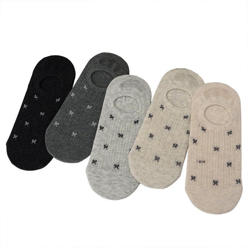 Women's Spring/Summer Mesh Bow Invisible Boat Socks - Korean Style, Thin & Boneless