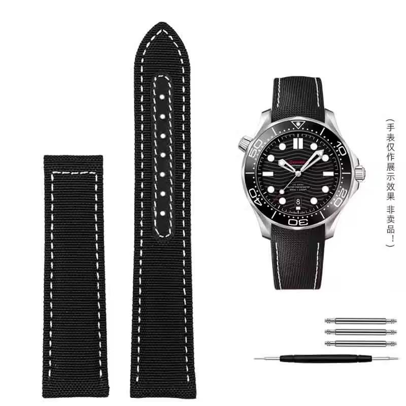 19mm 20mm Watch Band For Omega Speedmaster Snoopy 310 Canvas Cowhide Bottom Watch Strap New Seahorse AT150 Nylon Watch Straps