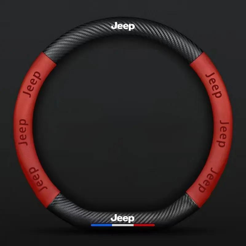 For Jeep Car Steering Wheel Cover Breathable Anti Slip Auto Decoration For Jeep Grand Cherokee Wk2 Wrangler Lanyard Gladiator