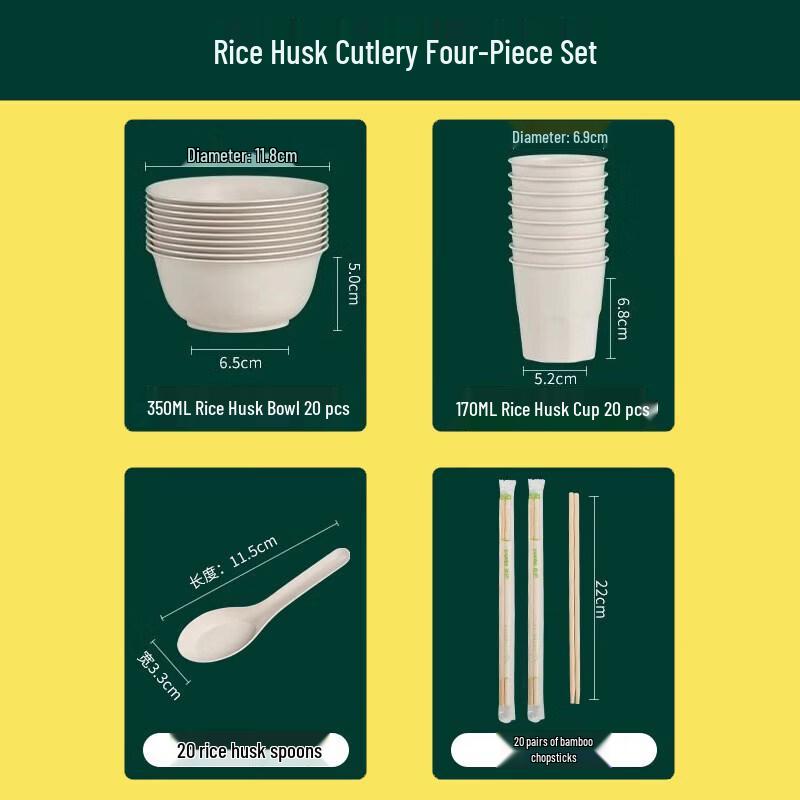 Biodegradable Rice Husk Disposable Tableware Set