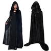 Halloween Cloak Velvet Unisex Hooded Black Robe Witch Long Cape Cosplay Costume Prop Party Performance Supplies Holiday Decorati
