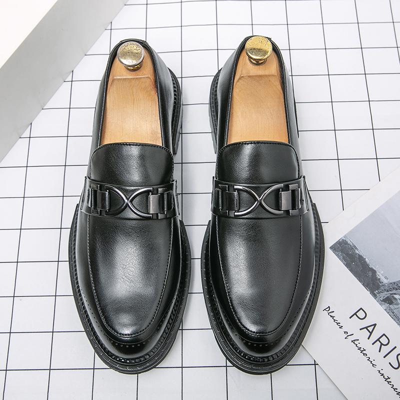 Fashion Men's Leather Casual Shoes High-end Brand Daily Commuting Business Shoes Classic Brown Men's Thick Soled Loafers Massage Sole