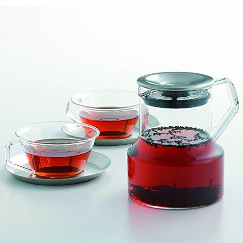 KINTO CAST One-Touch Teapot 450ml Heat-Resistant Glass Teapot Microwave and Dishwasher Safe 23087