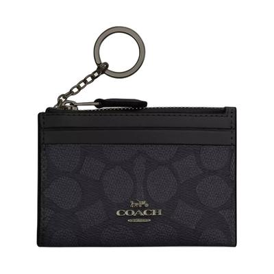 11 Brand Logo Metal Zipper Closure Coated Canvas Card Holder Women Card Holder Charcoal Black CW870-QBMI5