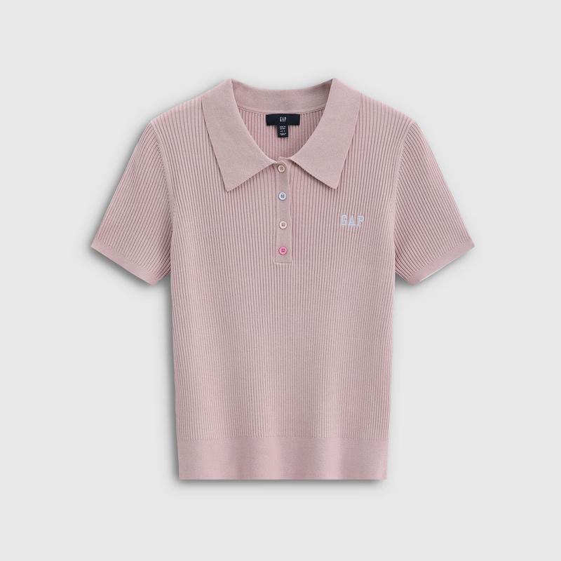 GAP Women's 2026 Spring Logo Ribbed Knit Polo Shirt