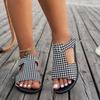 New open-toed large-size thousand bird grid women's sandals hollow word with women's flat-bottomed cool slippers