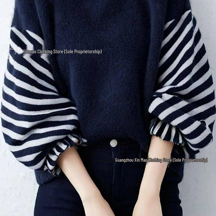 Autumn/Winter 2025 Loose Lantern Sleeve Sweater for Japan & South Korea - Casual Round Neck Style