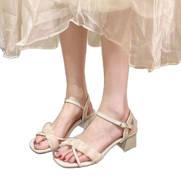 2025 Summer Women's Trendy Chunky Heel Fairy Sandals – High-End French Roman Style