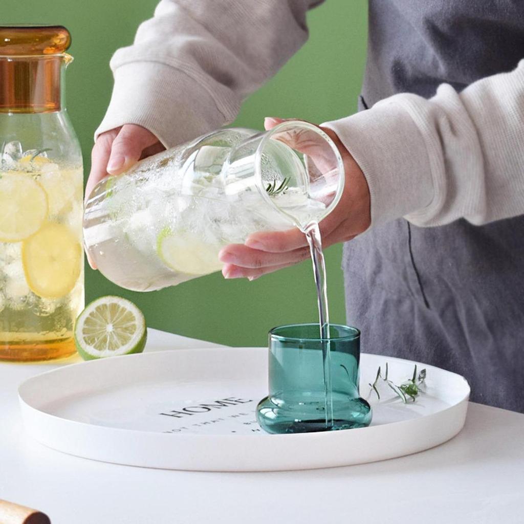 Glass Pitcher Juice Container, Clear Lemonade Kettle with Cup, Fridge Water Jug for Iced Tea