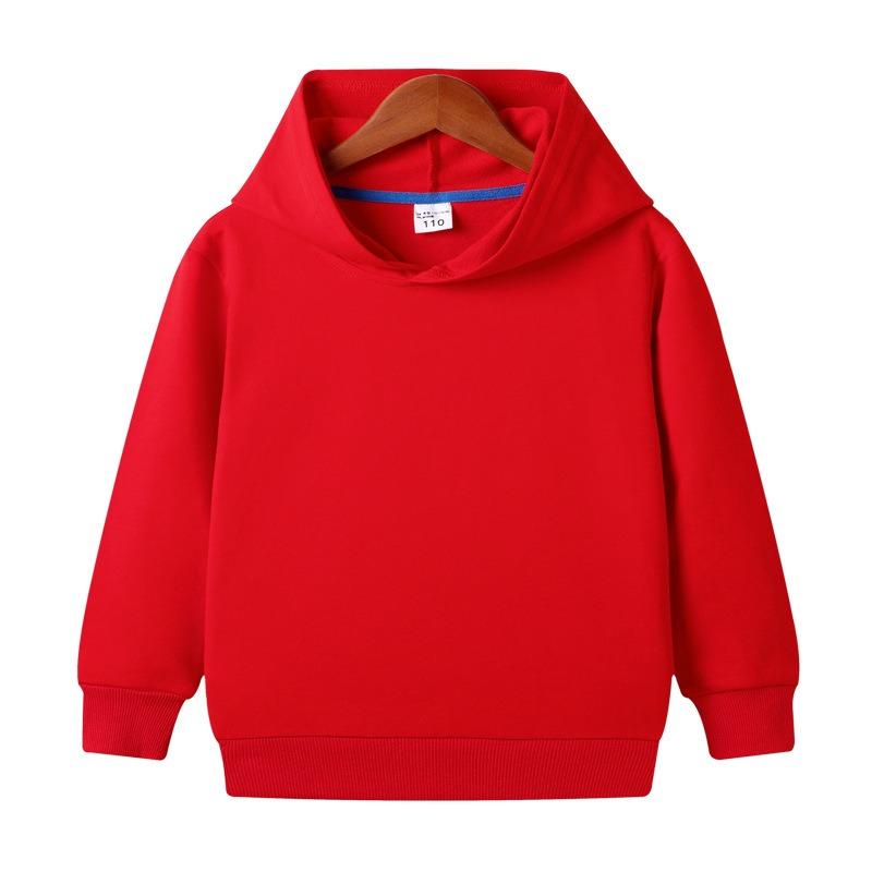 New Spring and Autumn Children's Hooded Pure Cotton Solid Color Sweat