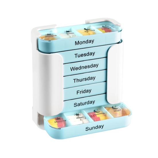 Weekly Pill Organizer Morning Noon Evening Night 4 Times A Day Pill Storage Box Large Capacity 7-Days Medication Dispenser Container