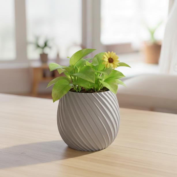 Modern Designer Spiral Flowerpot Gray for Plants