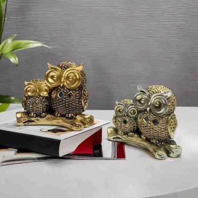 Rattan Eulen Ornamente Statue Weinschrank Dekoration Heim Büro Harz Handwerk Geschenk
