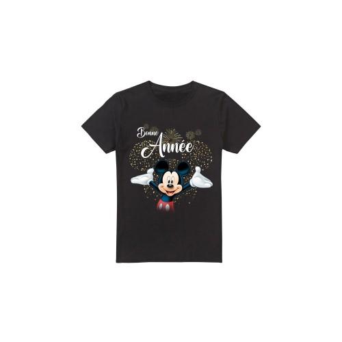 Disney Mens French Mickey Mouse Fireworks New Year T-Shirt