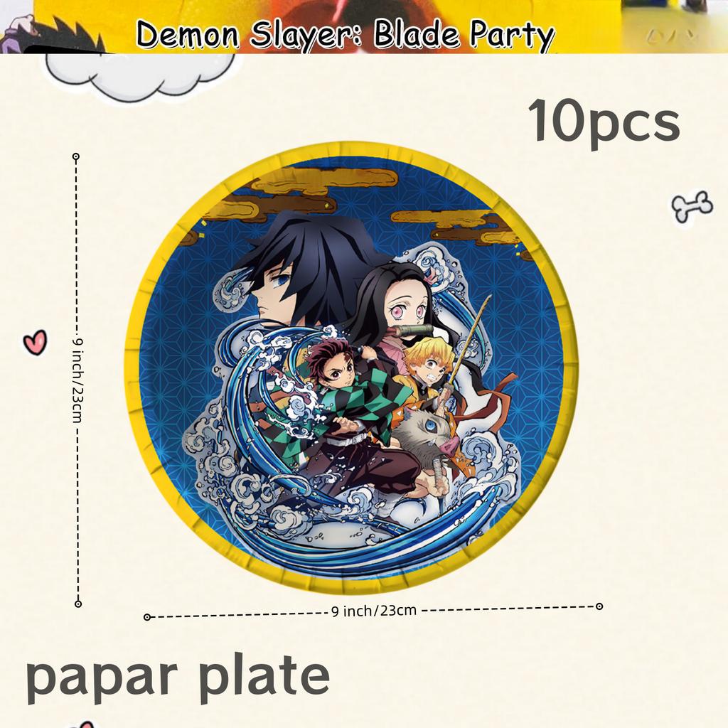 Démonický lovec Narodeninová oslava Dekorácie Kimetsu No Yaiba Stolový riad Obrus Tanier Hrnček Balónik Sprcha pre bábätko Detské darčeky Potreby na párty