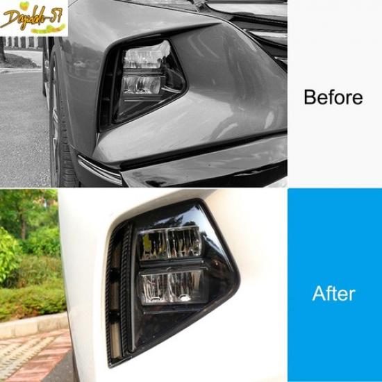 Carbon Fiber Black Front Fog Light Lamp Cover Trim Fits For Hyundai Tucson