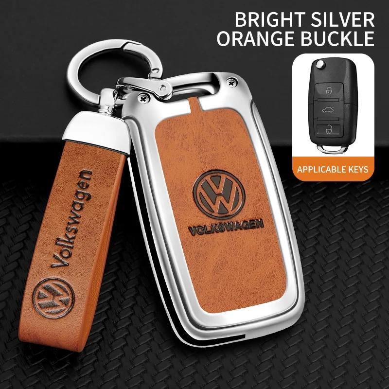 

VW GTI GOLF 2026 Hot For VW VOLKSWAGEN Leather Car Key Case Full Cover Protector Shell Bag for VW Volkswagen Polo Tiguan Passat