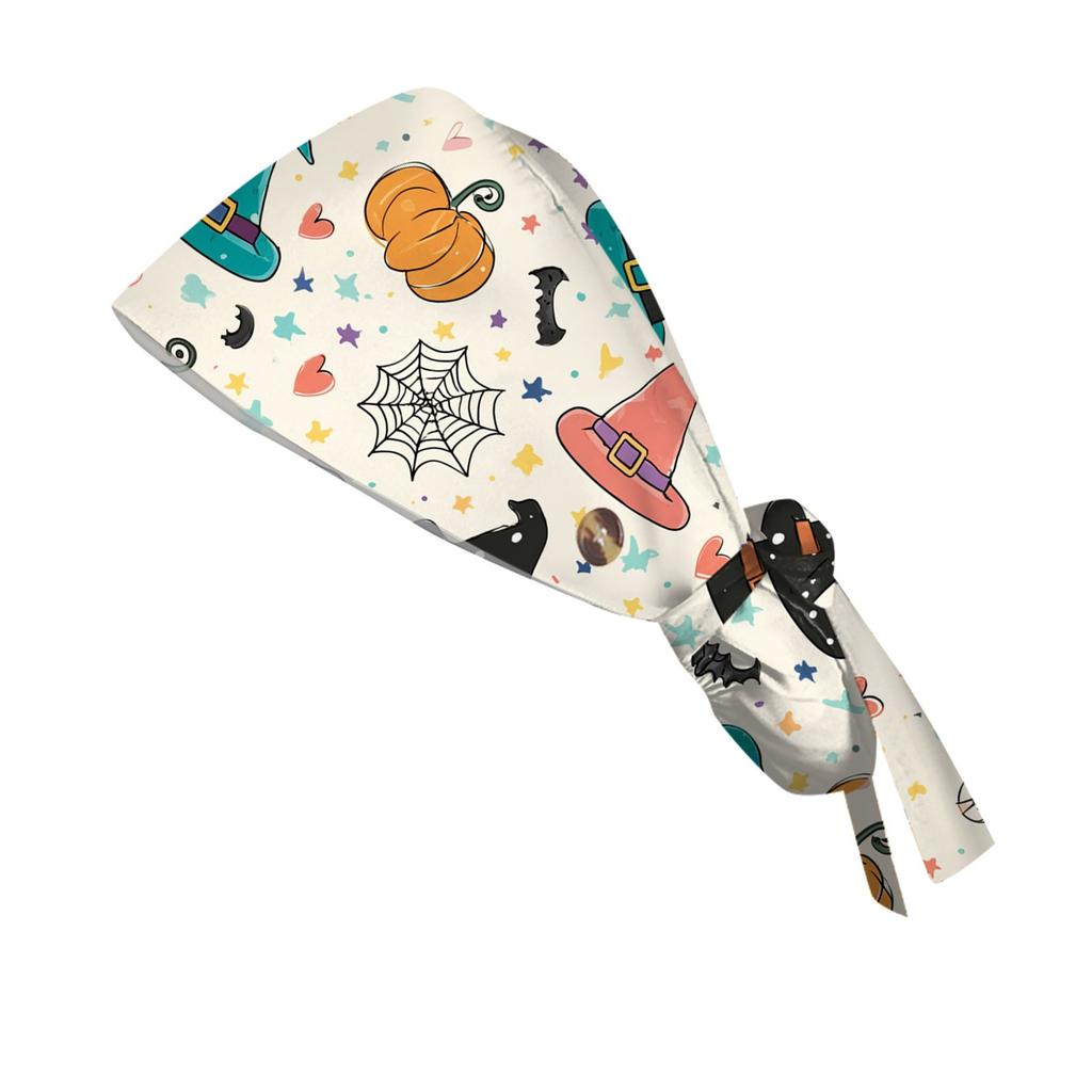 Berretto da lavoro alla moda con stampa di Halloween, berretto casual da donna con coda di cavallo, berretto da lavaggio, berretto Baotou