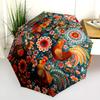 0106 Floral Chicken & Dinosaur  pattern, automatic folding umbrella, portable and foldable design, 8 ribs, a Christmas or birthday gift.