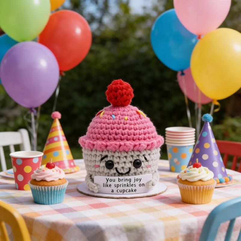 New Handmade Positive Energy Crochet Cake Doll - Emotional Support Desktop Decoration Christmas Birthday Gift for Friends