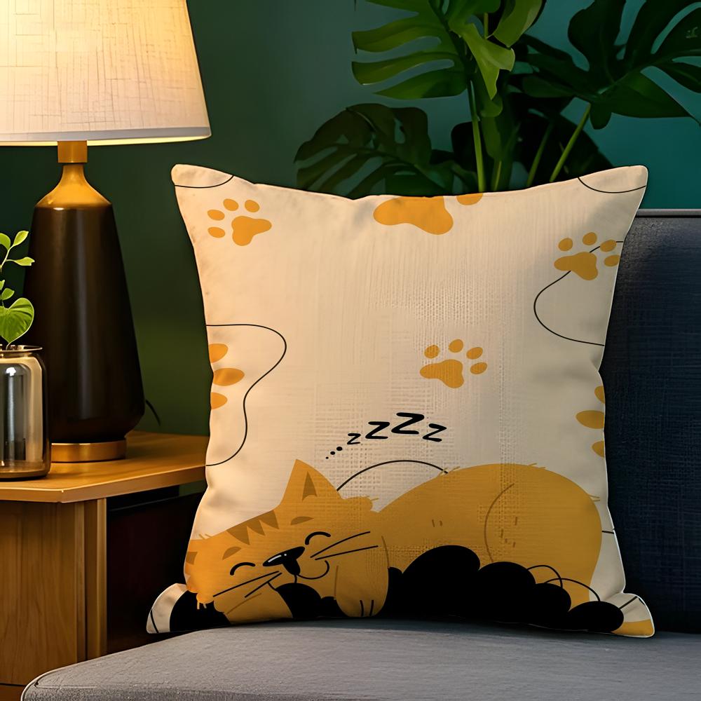 Cute Animal Floral Decorations 1 Pillow Case Natural Linen Pillow Case Double-Sided Decor Sofa Pillowcase Home Decor