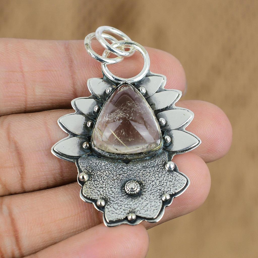 Přívěsek s přírodním zlatým rutilovým drahokamem, šperk ze sterlingového stříbra 925 pro dívky