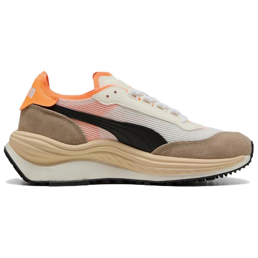 PUMA RIDER ELITE Cushioning Abrasion Resistant Support Low top Running Shoes Unisex Brown White Orange 402922-01
