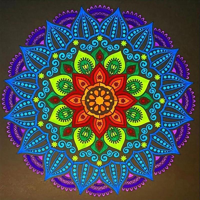 Full Round Drill Diamond Painting &quot;Religious Mandala&quot; DIY Picture of Rhinestone 5D Diamond Embroidery Cross Stitch Decor