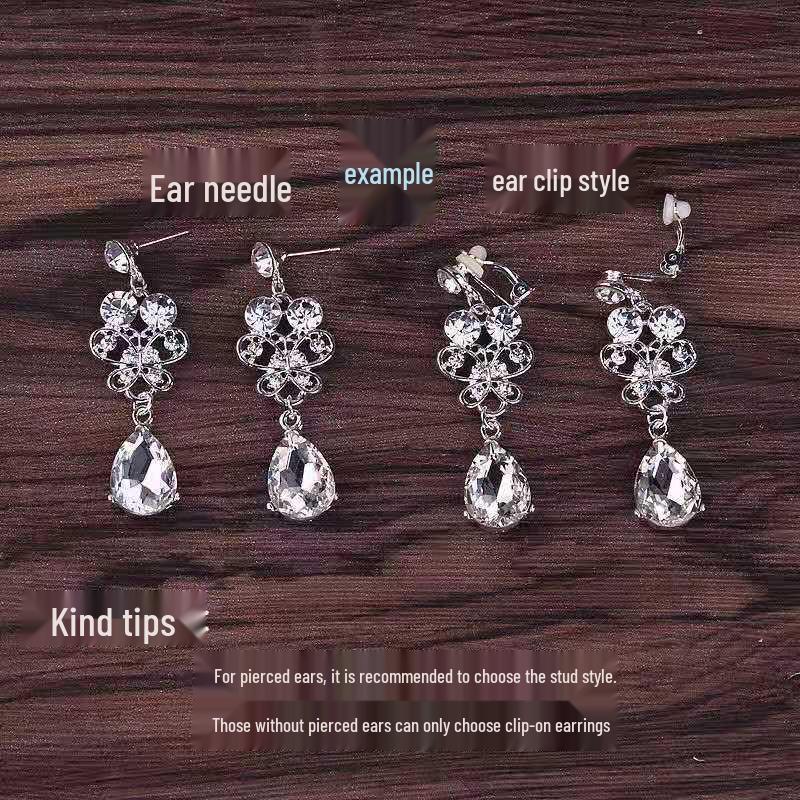 Rhinestone Bridal Jewelry Set: Korean-Style Crown, Necklace & Hair Accessories