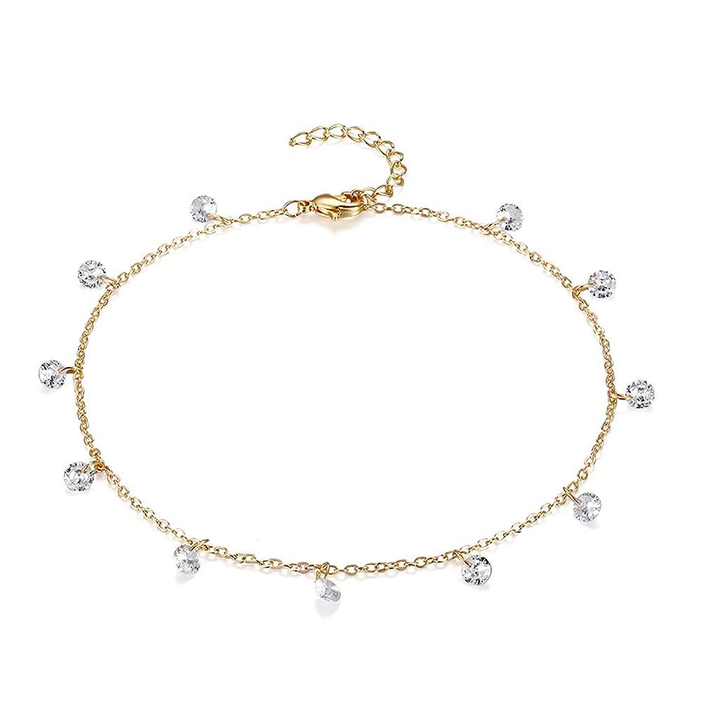 

Exquisite Baida Zircon Tassel Crystal Beaded Double Layer Anklet