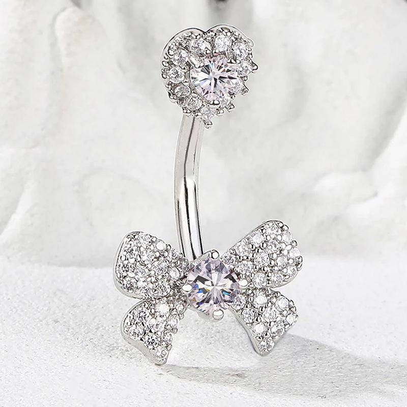 Изысканное кольцо-бантик для пупка, циркониевые кольца для пупка для женщин и девочек, украшения для пирсинга, сексуальные кольца для пупка, подарки